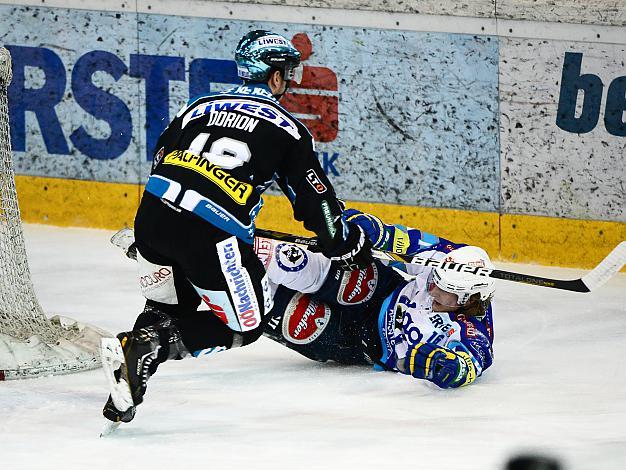 Marc-Andre Dorion  (Liwest Black Wings Linz) und Daniel Nageler (EC VSV), EHC Liwest Black Wings Linz vs EC VSV, Play-Offs, Viertelfinale 