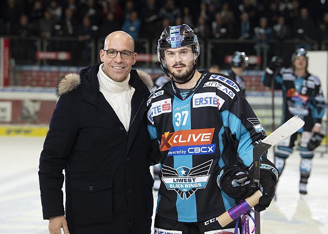 Spieler des Abends Andreas Kristler (EHC Liwest Black Wings Linz) EHC Liwest Black Wings Linz vs HC TWK Innsbruck Die Haie