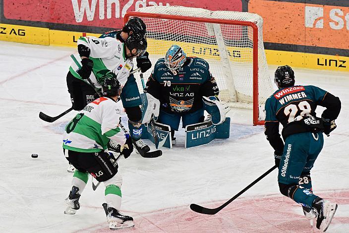 Tormann Dylan Wells (Steinbach Black Wings Linz) 3. Runde ICE, Steinbach Black Wings Linz vs Olimpija Ljubljana, Linz AG Eisarena 