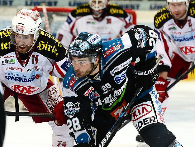 Mike Ouellette (Liwest Black Wings Linz) und Jamie Lundmark (EC KAC), EHC Liwest Black Wings Linz vs EC KAC, Play-Offs, Semifinale