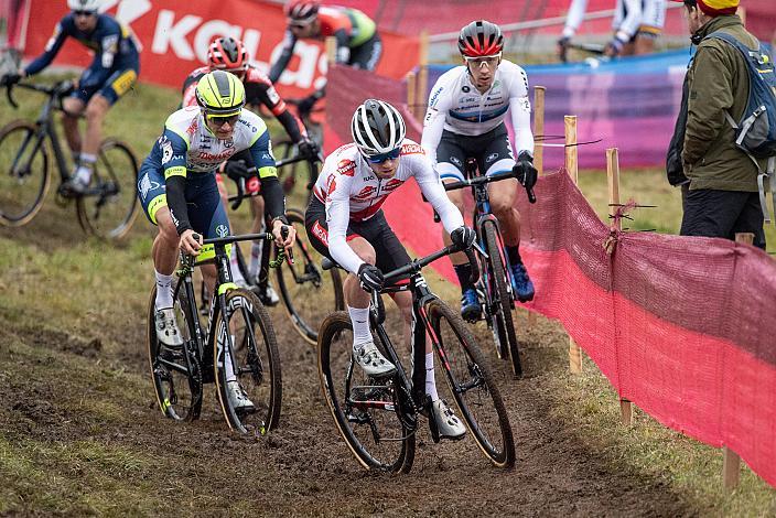 Nr.6 Eli Iserbyt (BEL) Weltcupführender, Nr.3 Corne van Kessel (NED, Tormans Cyclo Cross Team), Nr.2 Lars van der Haar (NED, Baloise Trek Lions),  UCI Cyclocross World Cup, Tabor CZ