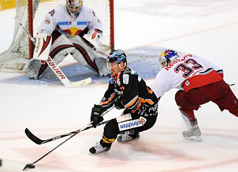 Rob Shearer Liwest Black Wings Linz vs gehakt von Jeremy Rebek EC Red Bull Salzburg