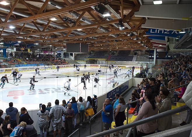 Head-Coach Troy Ward (EHC Liwest Black Wings Linz) und das Team EHC Liwest Black Wings Linz