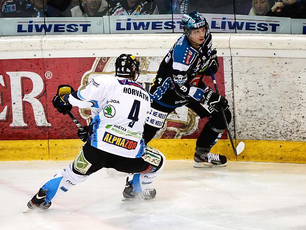 #9 Danny Irmen,  Linz und #4 Andras Horvath, Szekesfehervar, EHC Liwest Black Wings Linz vs SAPA Fehervar AV19