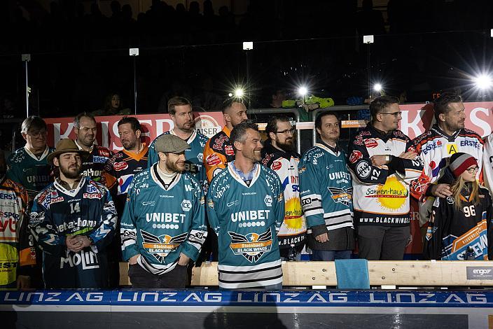 Kevin Moderer, Pat Leahy, Steinbach Black Wings Linz vs EC ID Wärmepumpen VSV, 47. Runde, Retro Night, ICE Hockey League, Steinbach Black Wings Linz, Linz AG Eisarena 