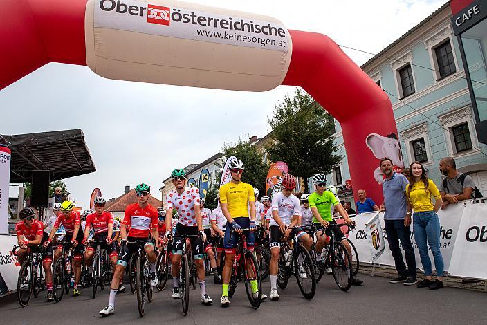 Im Trikot des Aktivsten Österreichers Alexander Hajek (AUT, Team Auto Eder Bayern), Marco Schrettl (AUT, Team Auto Eder), Im Gelben Trikot des Gesamtführenden Alec Segaert (BEL, Gaverzicht Be - Okay), Im Weißen Trikot des besten Nachwuchsfahrers Niels Michotte (LUX, Team Luxemburg) , Im Grünen Sprinttrikot Moritz Kärsten (GER, Team Deutschland)  46. Int. Keine Sorgen,  Junioren Rundfahrt UCI Kat. MJ 2.1, 2. Etappe Rohrbach - Rohrbach