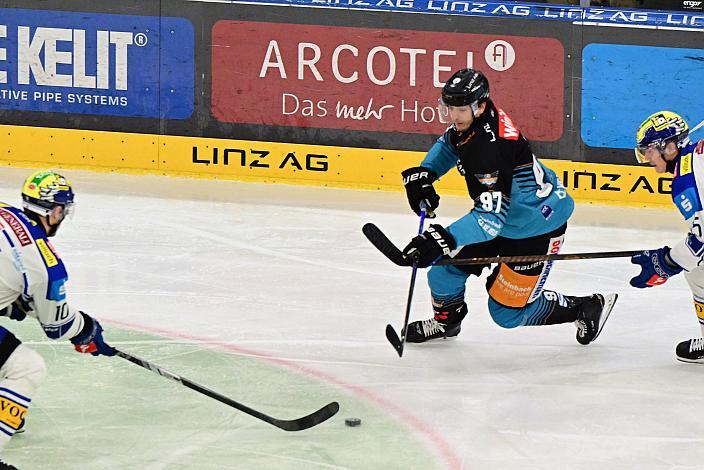 Luka Maver (Steinbach Black Wings Linz) Spiel 2 Pre-Playoffs,  ICE, Steinbach Black Wings Linz vs EC iDM Wärmepumpen VSV, Linz AG Eisarena 