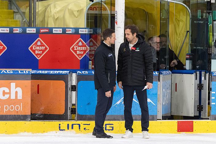 Head Coach Philipp Lukas (Steinbach Black Wings Linz), Assistant Coach David Rodman (Olimpija Ljubljana), Win2Day ICE Hockey League,  Steinbach Black Wings Linz vs Olimpija Ljubljana,  Linz AG Eisarena 