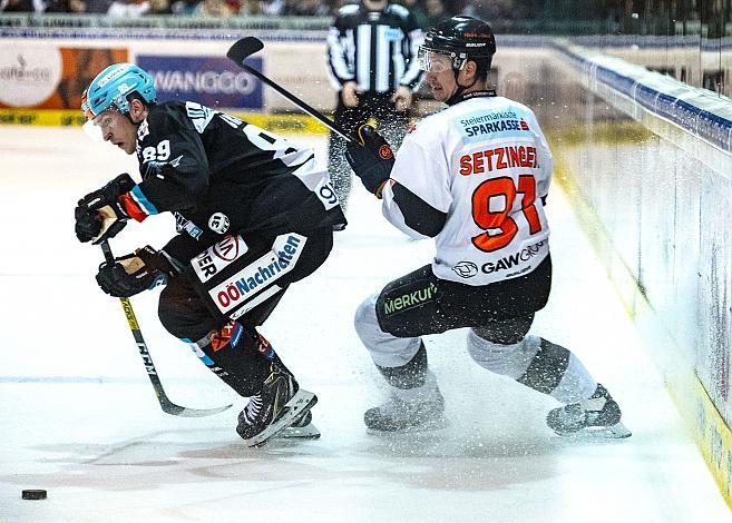 Im Bild: Marco Brucker (EHC Liwest Black Wings Linz), Oliver Setzinger (Moser Medical Graz 99ers),  Eishockey,  EHC Liwest Black Wings Linz vs Graz 99ers