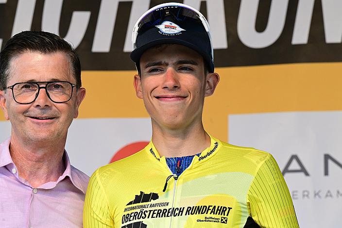 Im Gelben Trikot des Gesamtführenden Henrique Ribeiro Bravo (BRA, Soudal - Quickstep Devo Team) 3. Etappe Asten - Bad Schallerbach, Oberösterreich Rundfahrt