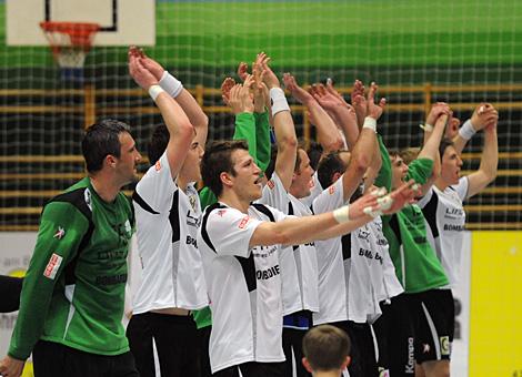  HLA, Semifinale, HC Linz AG vs A1 Bregenz Handball Linz feiert den Sieg